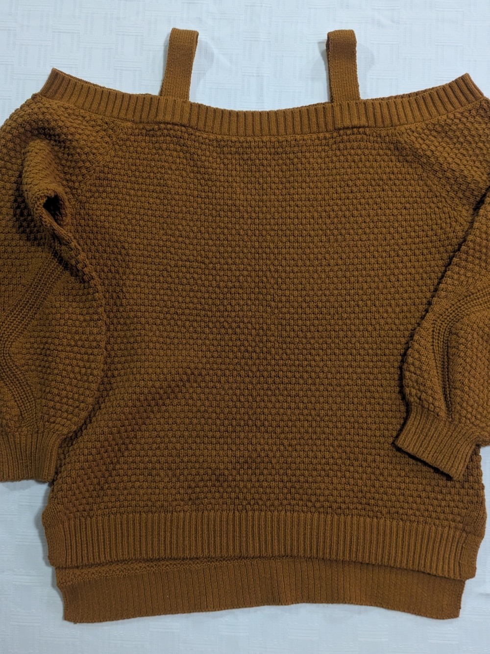 Maurices Camel Brown Off-Shoulder Knit Sweater with Straps